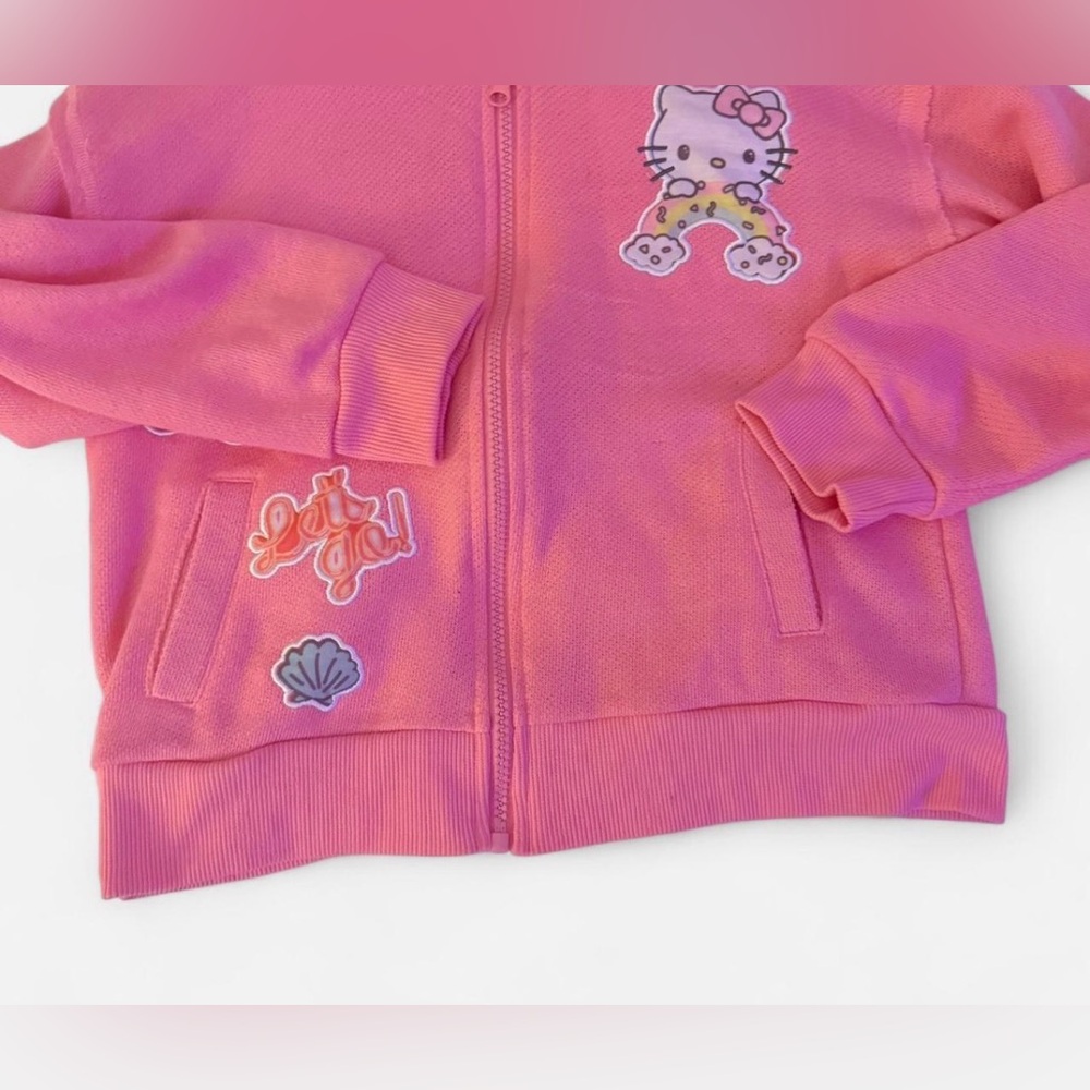 Girls (kids) Hello Kitty Pink Lightweight Zip Up Hooded Jacket - Picture 3 of 10